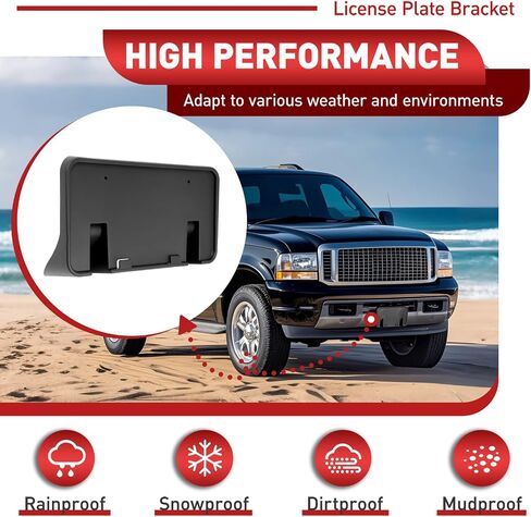 حامل لوحة الترخيص الأمامي قوس متوافق مع 1999-2004 Ford F-250 F-350 F-450 F-550 Super Duty Record Plate Plate Prames Prames Presidents for F81Z17A385AA Black Blastic in Saudi Arabia