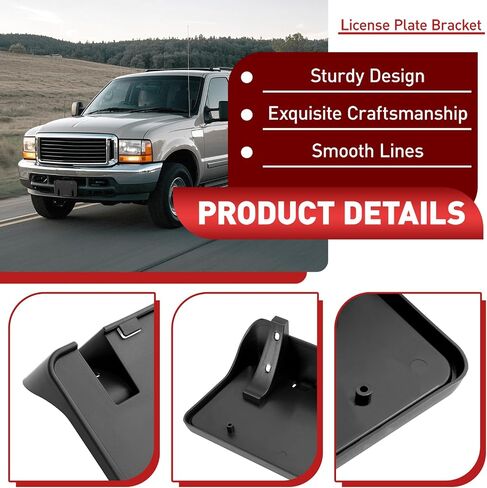 حامل لوحة الترخيص الأمامي قوس متوافق مع 1999-2004 Ford F-250 F-350 F-450 F-550 Super Duty Record Plate Plate Prames Prames Presidents for F81Z17A385AA Black Blastic in Saudi Arabia