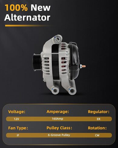 OCPTY Alternators Alternator 2011-2023 for Chrysler 300 5.7L,2012-2016 for Dodge Challenger 5.7L,12V 160Amp 6-Groove Pulley,Replaces 11574N, 11574, 421000-0800, 4801866AB, 4801866AC in Saudi Arabia
