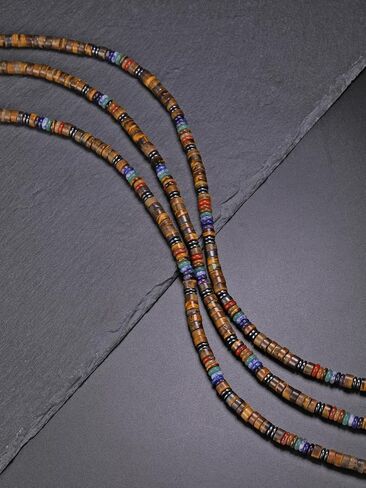 Jovivi Mens Healing Crystal Black Obsidian Tigers Eye 7 Chakra Gemstone Beaded Necklace Natural Stone Beads Necklace Triple Protection Jewelry Gifts for Men Stress Relief,Balance in Saudi Arabia