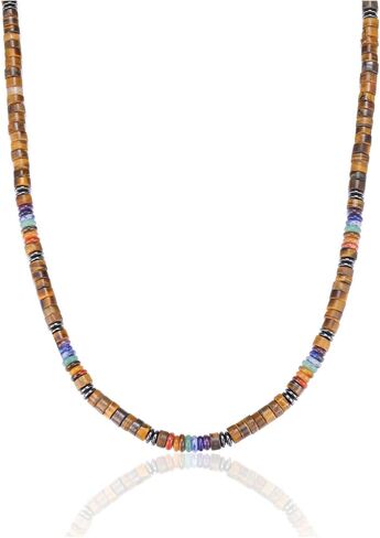 Jovivi Mens Healing Crystal Black Obsidian Tigers Eye 7 Chakra Gemstone Beaded Necklace Natural Stone Beads Necklace Triple Protection Jewelry Gifts for Men Stress Relief,Balance in Saudi Arabia