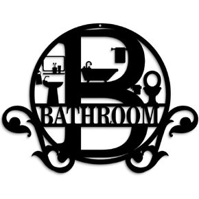 Pigort Metal Bathroom Wall Decor - Farmhouse Black Bathroom Wall Art - Funny Bathroom Decorations for Modern Home Guest room 11x14.5 INCH in Saudi Arabia