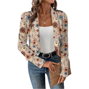 SweatyRocks Women's Lapel Floral Print Blazer Long Sleeve Draped Open Front Jacket in Kuwait