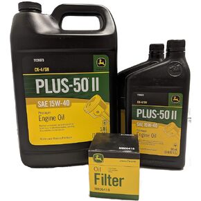 John Deere Original Equipment Goad Change Kit Filter and Oil - (1) M806418 + (6) Quarts 15W -40 in Kuwait