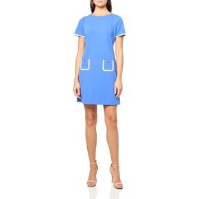 Tommy Hilfiger Women's Short Sleeve High Neck Contrast Trim Sheath Mini Dress in Saudi Arabia