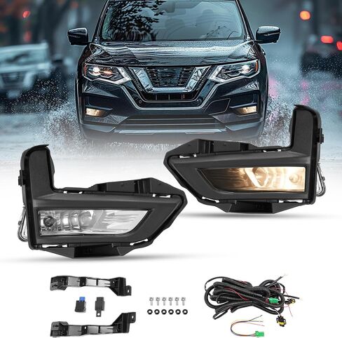 HECASA Front Bumper Fog Lights Kit Compatible with 2017-2020 Nissan Rogue Replacement for 261558995A 261508995A Front Fog Lamps Assembly Driver & Passenger Side Clear Lens Plastic in Saudi Arabia