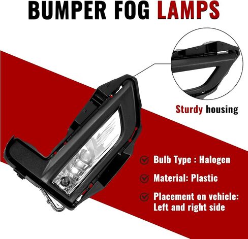 HECASA Front Bumper Fog Lights Kit Compatible with 2017-2020 Nissan Rogue Replacement for 261558995A 261508995A Front Fog Lamps Assembly Driver & Passenger Side Clear Lens Plastic in Saudi Arabia