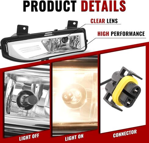 HECASA Front Bumper Fog Lights Kit Compatible with 2017-2020 Nissan Rogue Replacement for 261558995A 261508995A Front Fog Lamps Assembly Driver & Passenger Side Clear Lens Plastic in Saudi Arabia