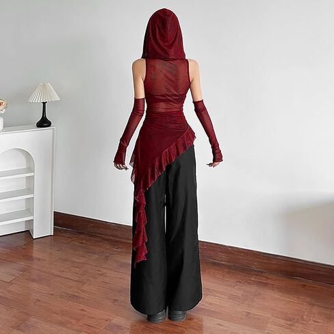 Hoodies Vest Top for Women Y2k Wasteland Rogue Medieval Tops Sleeveless Going Out Hooded Tops Streetwear in Saudi Arabia
