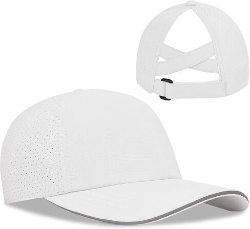 Women Criss Cross Ponytail Baseball Cap, Breathable Mesh Run Ponycaps, Reflective Quick Dry Trucker Hat, Cooling Sport Cap in Saudi Arabia