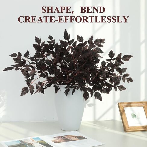 Fall Decor - 6 Pack 32" Artificial Cimicifuga Plant Leaf Spray, Faux Cimicifuga Ramosa Leaves – Fall Floral Stems for Vases, Halloween Thanksgiving Wedding Table Mantel Decor in Saudi Arabia