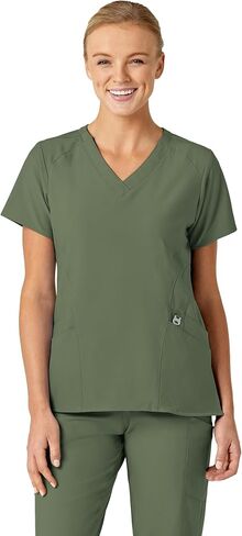 WonderWink Women's Plus-Size Women's Stylized V-Neck Top Shirt, Red, 5X-Large in Saudi Arabia