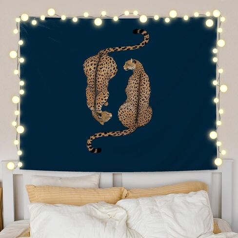 URLLUAE Navy Blue Leopard Tapestry, Leopard Cheetah Print Room Decor, Trendy Two Cheetah Wall Tapestry Backdrop for Home Bedroom Living Room Dorm Apartment Decoration, 50x60 Inch in Kuwait