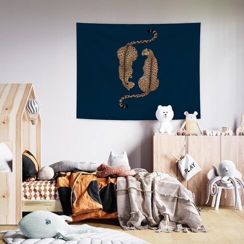 URLLUAE Navy Blue Leopard Tapestry, Leopard Cheetah Print Room Decor, Trendy Two Cheetah Wall Tapestry Backdrop for Home Bedroom Living Room Dorm Apartment Decoration, 50x60 Inch in Kuwait