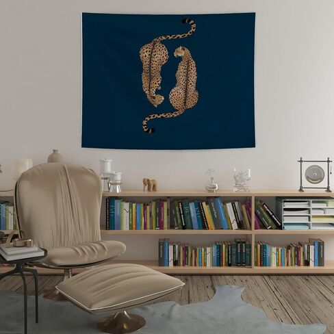 URLLUAE Navy Blue Leopard Tapestry, Leopard Cheetah Print Room Decor, Trendy Two Cheetah Wall Tapestry Backdrop for Home Bedroom Living Room Dorm Apartment Decoration, 50x60 Inch in Kuwait