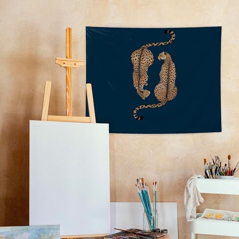 URLLUAE Navy Blue Leopard Tapestry, Leopard Cheetah Print Room Decor, Trendy Two Cheetah Wall Tapestry Backdrop for Home Bedroom Living Room Dorm Apartment Decoration, 50x60 Inch in Kuwait