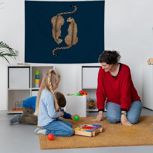 URLLUAE Navy Blue Leopard Tapestry, Leopard Cheetah Print Room Decor, Trendy Two Cheetah Wall Tapestry Backdrop for Home Bedroom Living Room Dorm Apartment Decoration, 50x60 Inch in Kuwait