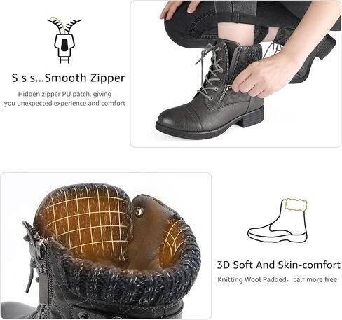 STQ Women's Combat Boots Lace up Ankle Booties in Saudi Arabia