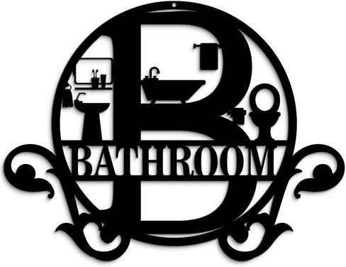 Pigort Metal Bathroom Wall Decor - Farmhouse Black Bathroom Wall Art - Funny Bathroom Decorations for Modern Home Guest room 11x14.5 INCH in Saudi Arabia