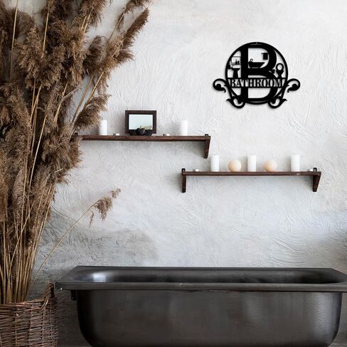 Pigort Metal Bathroom Wall Decor - Farmhouse Black Bathroom Wall Art - Funny Bathroom Decorations for Modern Home Guest room 11x14.5 INCH in Saudi Arabia