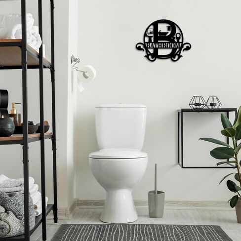 Pigort Metal Bathroom Wall Decor - Farmhouse Black Bathroom Wall Art - Funny Bathroom Decorations for Modern Home Guest room 11x14.5 INCH in Saudi Arabia