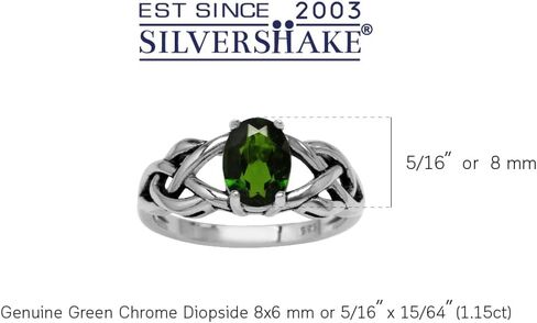 Silvershake 1.15ct. Green Chrome Diopside 925 Sterling Silver Celtic Knot Solitaire Ring in Saudi Arabia