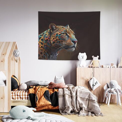 URLLUAE Navy Blue Leopard Tapestry, Leopard Cheetah Print Room Decor, Trendy Two Cheetah Wall Tapestry Backdrop for Home Bedroom Living Room Dorm Apartment Decoration, 50x60 Inch in Kuwait