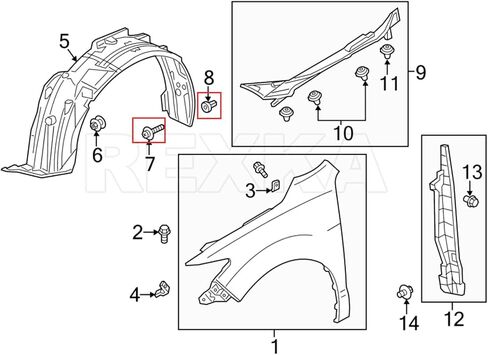 Rexka 10 Sets 5mm خلفي الغلاف المهد العاكسة Grommet & Phillips Truss Head Sems Sems Kit for Honda Acura Accord Crosstour Pilot 90664-STK-A01 90114-SE0-000 in Saudi Arabia