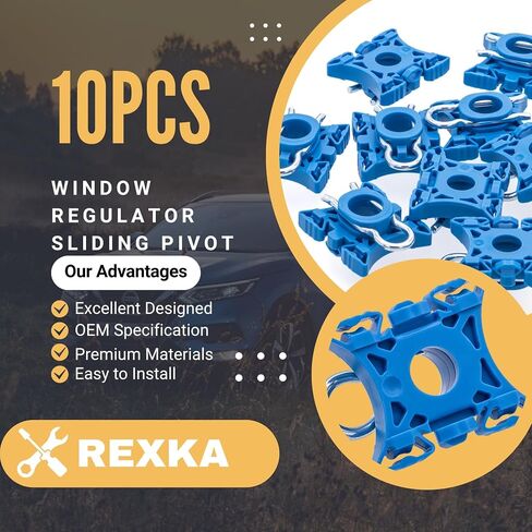 Rexka 10pcs 3509416 منظمات النوافذ المنزلق المنزلق المنزلق المنزلق منظم نافذة الفك مع مقطع لـ BMW S60 S40 S80 XC90 E32 E34 E36 Volvo XC60 in Saudi Arabia