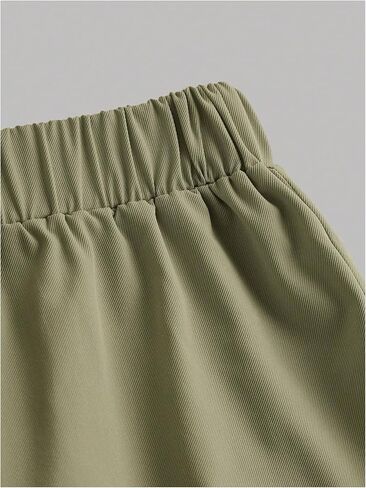 طقم تي شيرت بناتي مكون من قطعتين بأكمام طويلة ومضلع ومكشكش وخصر مطاطي وفضفاضة in Kuwait