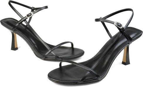 Women's Black Stiletto Strappy Heels Sandals Open Tee Hite Hist Cheels Slingback Shoes Womens Dress Frictals Most Sexy Party Pumps 2025 Black Size 8.5 in Kuwait