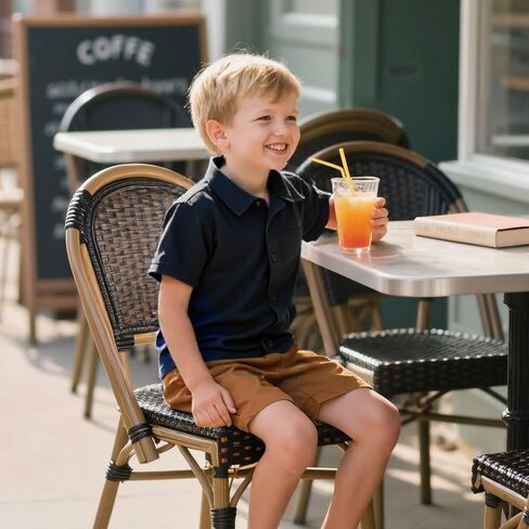 Funnycokid Boys Button Down Shirts Short Sleeve Dress Shirt Solid Formal Uniform 2-10 Years in Kuwait