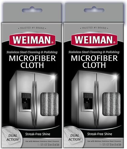 Weiman Microfiber Cloth for Stainless Steel - Safely Traps and Removes Dirt, Oil and Grime to Protect From Scratches 1.40" x 3.56" in Saudi Arabia
