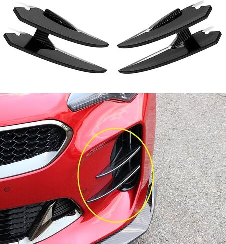 CONVOY Front Bumper Devil's Claws Canard Wing Ver.2 Partial Carbon Fiber Pattern (Top Surface Wrapped in Carbon Fiber Black Vinyl) Compatible with Kia Stinger 2018-2023 GT & GT-Line Models in Saudi Arabia