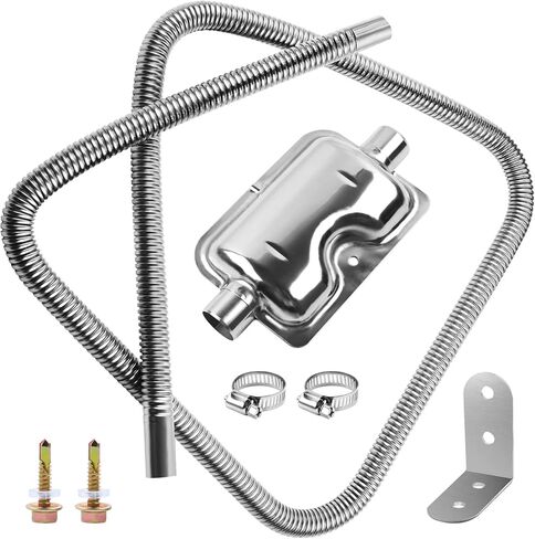 أنبوب عادم سخان ديزل 300 سم/118 بوصة مع كاتم صوت ومشابك مطورة، 1 بوصة/2.5 سم ø تمديد عادم مولد من الفولاذ المقاوم للصدأ أنبوب عادم من الفولاذ المقاوم للصدأ سخان هواء لوقوف السيارات وخزان الوقود وخرطوم فتحة تهوية غاز الديزل in Kuwait