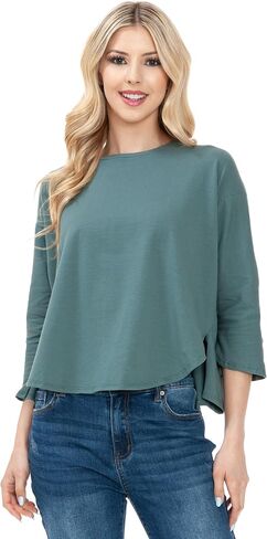 3/4 Sleeve Knit Tunic Top Loose Fit Designer Brand Unique Pattern Design (Mauve L/X), Large-X-Large in Saudi Arabia