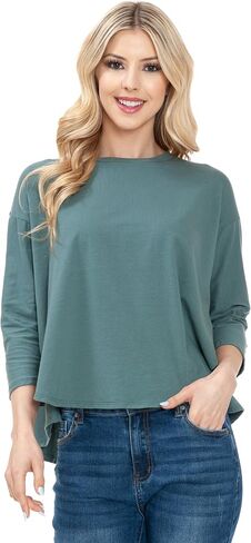 3/4 Sleeve Knit Tunic Top Loose Fit Designer Brand Unique Pattern Design (Mauve L/X), Large-X-Large in Saudi Arabia