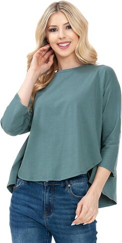3/4 Sleeve Knit Tunic Top Loose Fit Designer Brand Unique Pattern Design (Mauve L/X), Large-X-Large in Saudi Arabia
