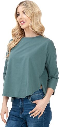 3/4 Sleeve Knit Tunic Top Loose Fit Designer Brand Unique Pattern Design (Mauve L/X), Large-X-Large in Saudi Arabia