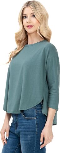 3/4 Sleeve Knit Tunic Top Loose Fit Designer Brand Unique Pattern Design (Mauve L/X), Large-X-Large in Saudi Arabia
