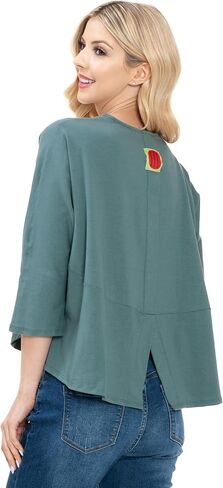 3/4 Sleeve Knit Tunic Top Loose Fit Designer Brand Unique Pattern Design (Mauve L/X), Large-X-Large in Saudi Arabia