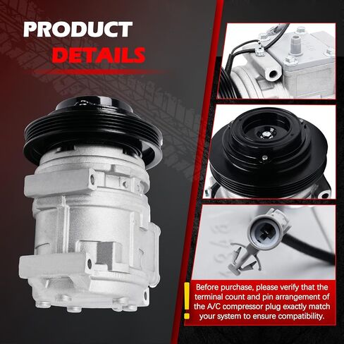 AC Compressor Fit for Tacoma 1995-2004 3.4L V6, A/C Air Conditioning Compressors with Clutch Replace for 68324, 883200401, 8832004010, 883200401084, 8832035550, 883203555084 in Saudi Arabia