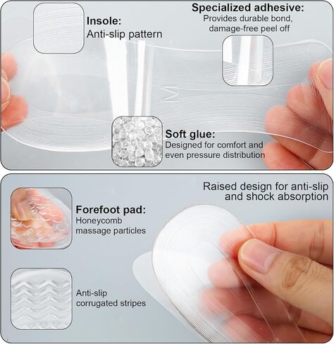 Weight Shifting Insoles for High Heels, Gel Soft Comfort High Heel Inserts Self-Adhesive Anti-Slip Weight Cushion Pads Transparent Feet Protectors Shoe Inserts for Women in Saudi Arabia