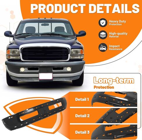 الوفير الأمامي Kuafu متوافق مع 1994-2001 Dodge Ram 1500 ، 1994-2002 Dodge Ram 2500 3500 استبدال لـ CH1002173 ، CH1002259 ، 5011476AD BUMPER BAR in Kuwait
