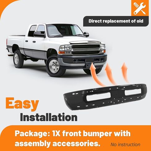 الوفير الأمامي Kuafu متوافق مع 1994-2001 Dodge Ram 1500 ، 1994-2002 Dodge Ram 2500 3500 استبدال لـ CH1002173 ، CH1002259 ، 5011476AD BUMPER BAR in Kuwait