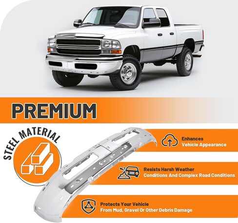 KUAFU Front Bumper Compatible with 1994-2001 Dodge Ram 1500, 1994-2002 Dodge Ram 2500 3500 Replacement for CH1002173, CH1002259, 5011476AD Bumper Face Bar Steel Black 2PCS in Saudi Arabia
