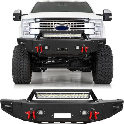 Front Bumper Compatible with 2017 2018 2019 2020 2021 2022 F250 F350 F450 with Winch Plate, LED Lights, and D-rings in Kuwait
