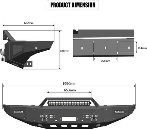 Front Bumper Compatible with 2017 2018 2019 2020 2021 2022 F250 F350 F450 with Winch Plate, LED Lights, and D-rings in Kuwait