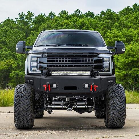 Front Bumper Compatible with 2017 2018 2019 2020 2021 2022 F250 F350 F450 with Winch Plate, LED Lights, and D-rings in Kuwait