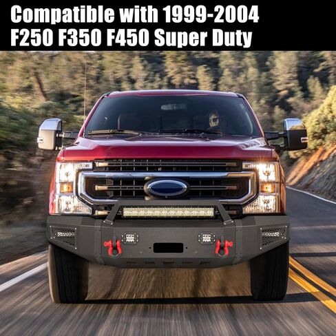 Front Bumper Compatible with 2017 2018 2019 2020 2021 2022 F250 F350 F450 with Winch Plate, LED Lights, and D-rings in Kuwait